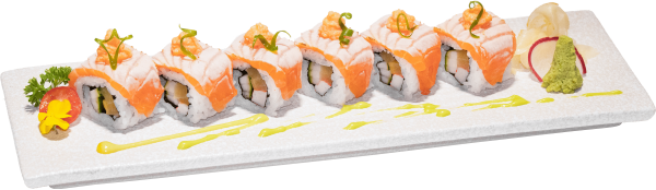 CUỘN CÁ HỒI PHỦ TRỨNG CÁ TUYẾT